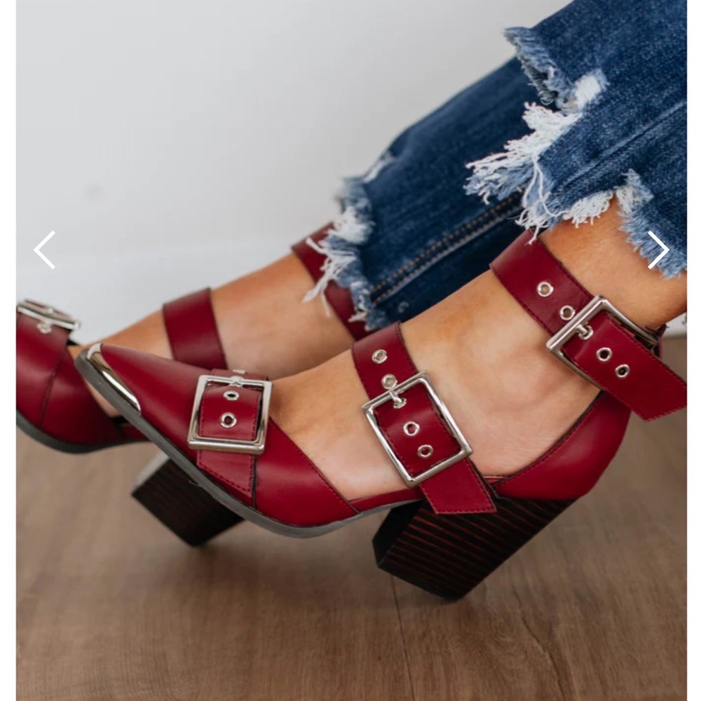 Elegant Burgundy Heels with Silver Accents